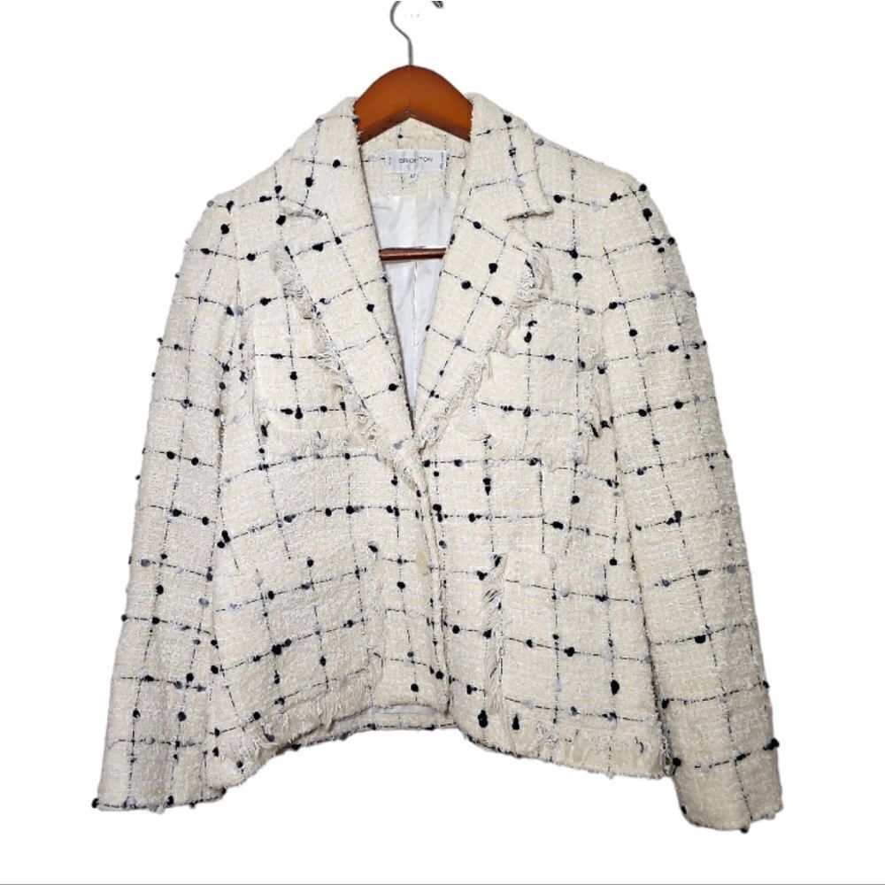 Brighton Vintage White Tweed‎ Blazer size 42 US 6